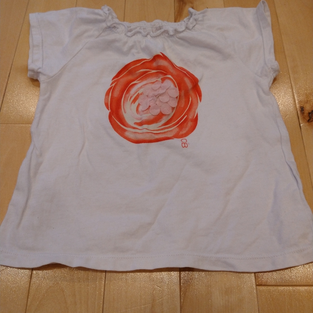 Obaibi orange pink flower t-shirt